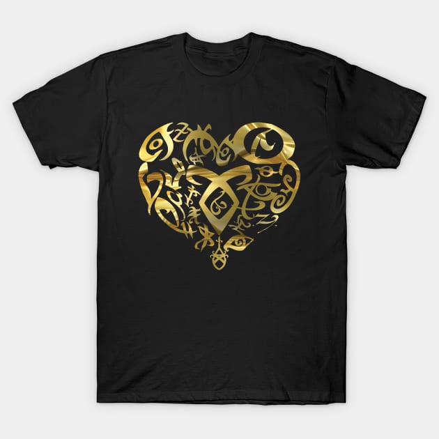 Shadowhunters rune / The mortal instruments - heart rune (liquid gold) - Parabatai - Mundane gift idea T-Shirt by Vane22april